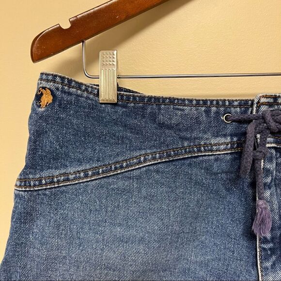 - US Polo Assoc vintage jean shorts tie front Y2K Size 11/12 - Picture 2 of 6